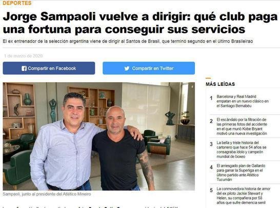 Infobae - Jorge Sampaoli volta a comandar: que clube paga uma fortuna para conseguir seus servios