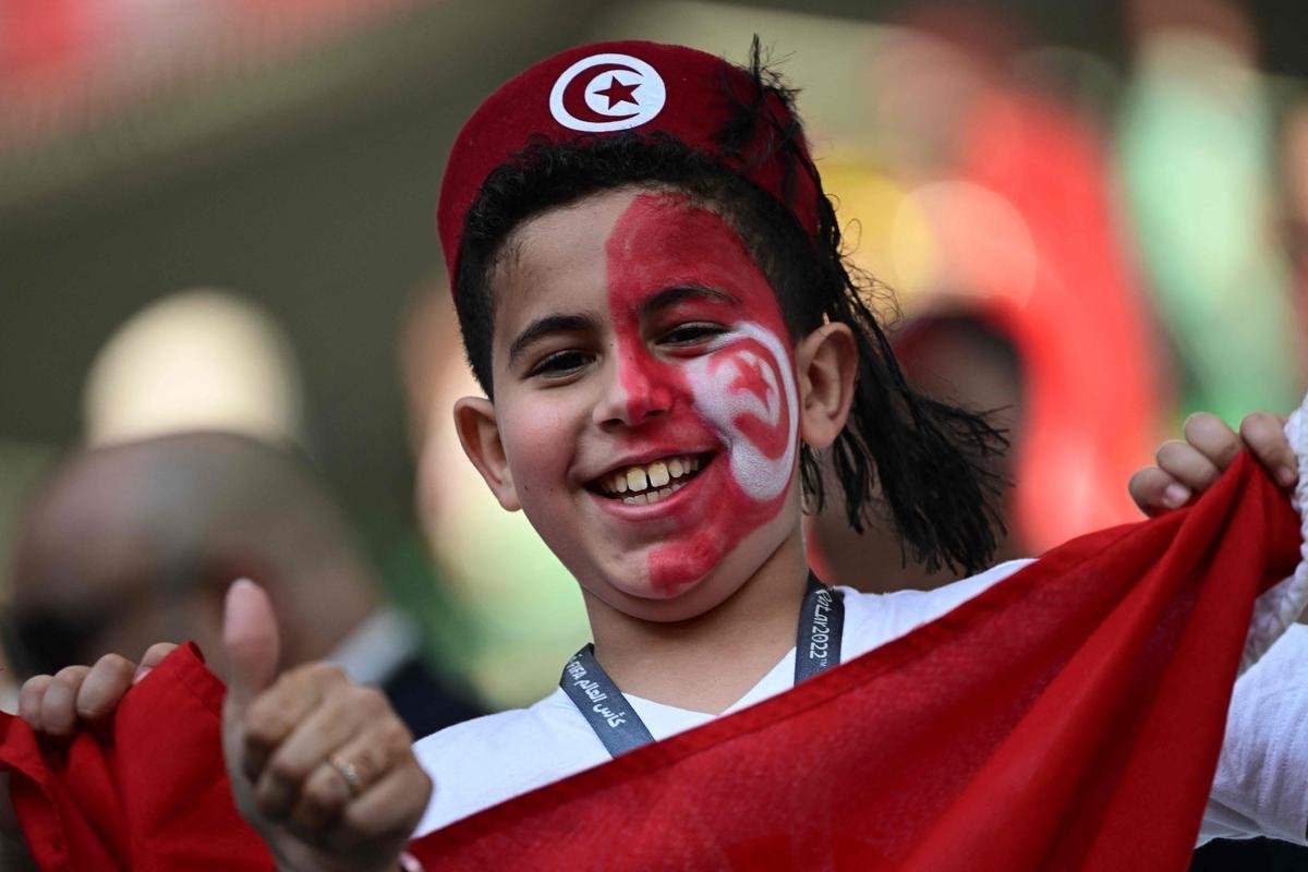 Imagens dos torcedores no jogo entre Dinamarca e Tunsia, pelo Grupo D da Copa do Mundo.
