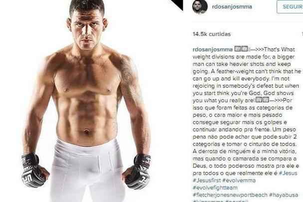 Rafael dos Anjos, que defenderia o cinturo dos leves contra McGregor e foi substitudo por Nate Diaz, tambm alfinetou. 'Por isso que foram feitas as categorias de peso'