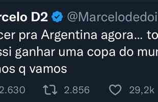Cantor Marcelo D2 afirma que ir torcer para Messi ganhar a Copa do Mundo com a Argentina