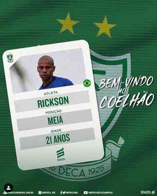 O América anunciou a contratação do meia Rickson, que estava no Botafogo