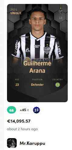 Guilherme Arana - 14.095,57 euros (R$ 89.762,06) pela carta nica