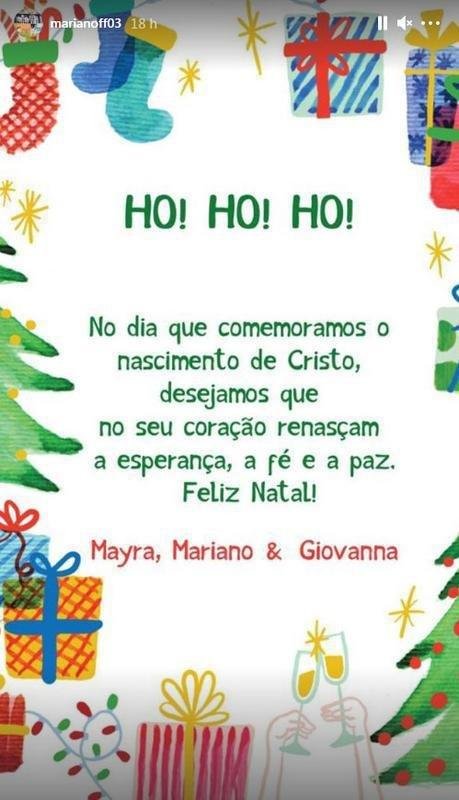 Mariano e famlia desejaram feliz Natal a todos