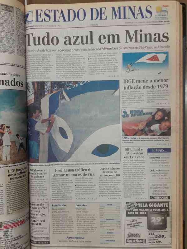 Capa e reportagens do Estado de Minas em 13 de agosto, dia da grande final