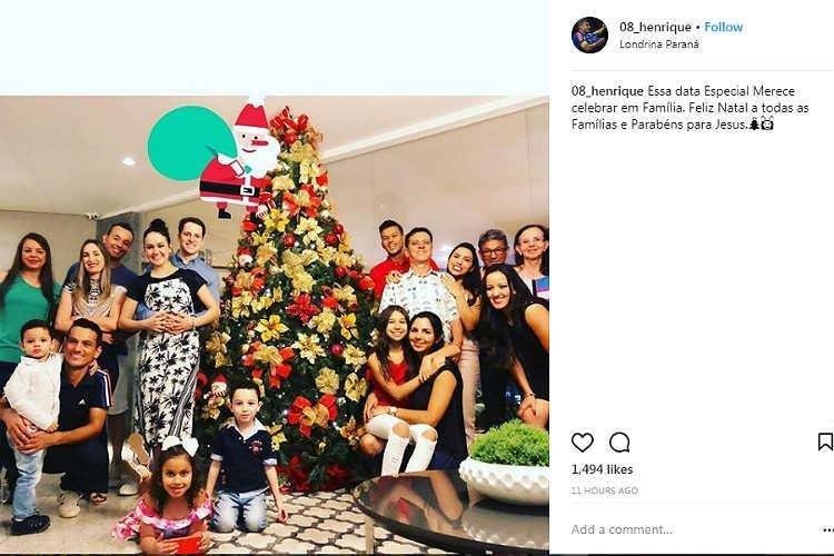 Henrique juntou a famlia em Londrina, na sua cidade natal, para celebrar o Natal