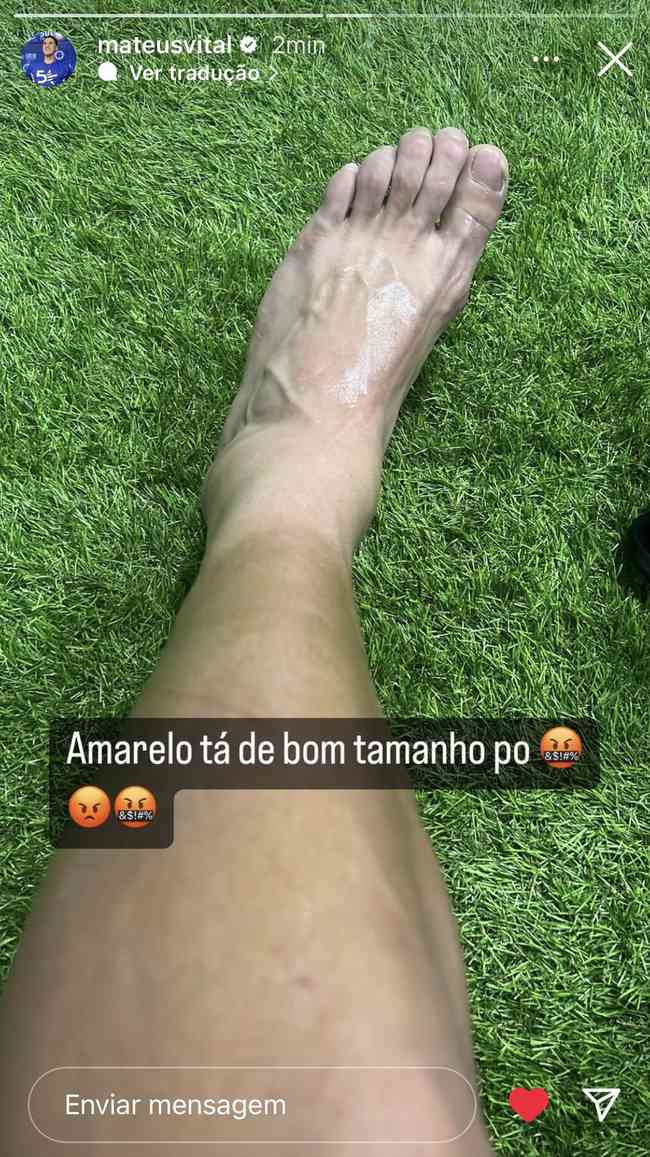 Mateus Vital desabafou no Instagram aps sofrer leso na partida entre Cruzeiro e Patrocinense