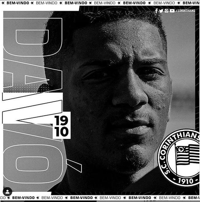 O Corinthians anunciou a contratao do atacante Matheus Dav, que estava no Guarani