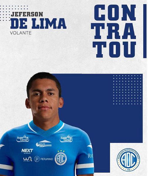 O Confiana anunciou a contratao do volante Jeferson Lima, que estava no Internacional
