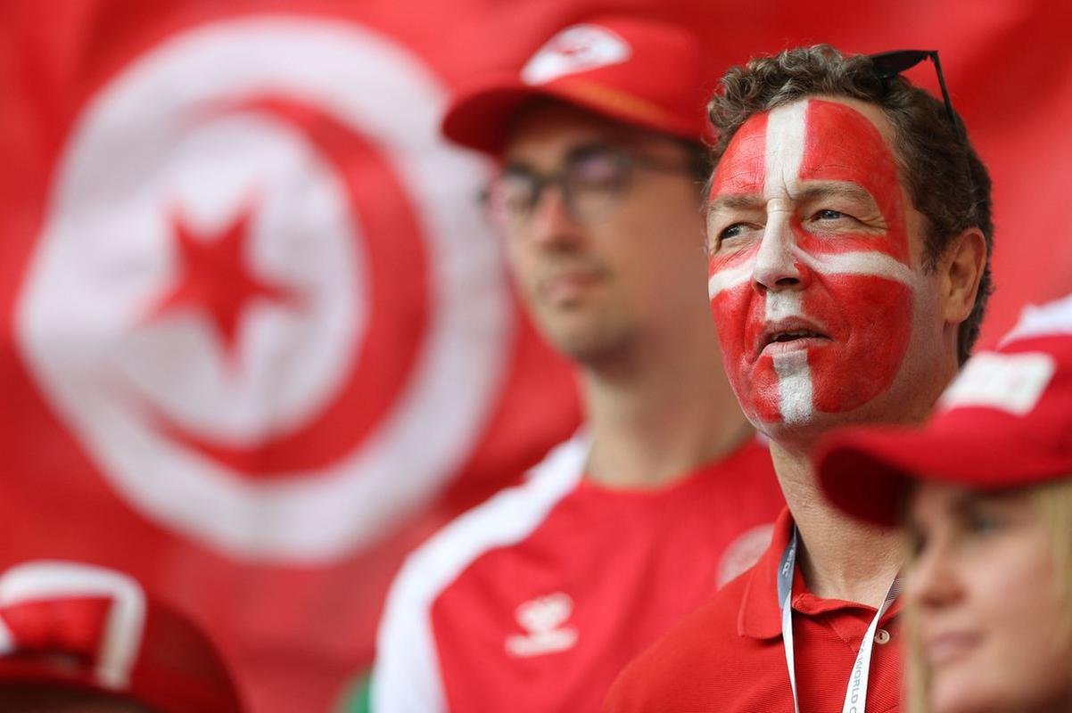 Imagens dos torcedores no jogo entre Dinamarca e Tunsia, pelo Grupo D da Copa do Mundo.