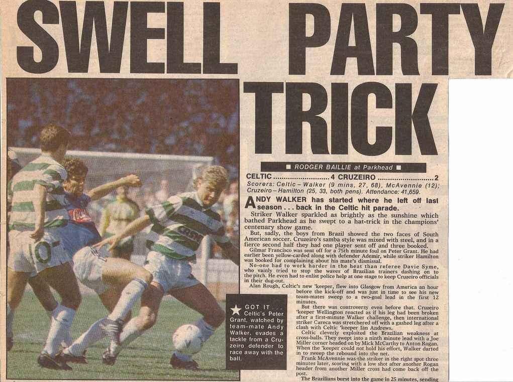 Jornais escoceses repercutiram positivamente a vitria do Celtic contra Cruzeiro e toda festa do centenrio
