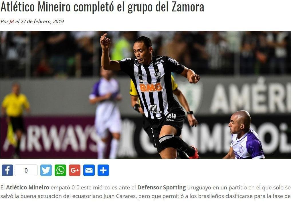 Lo Vinotinto, da Venezuela, relatou como foi a classificao atleticana ao empatar com o Defensor. 