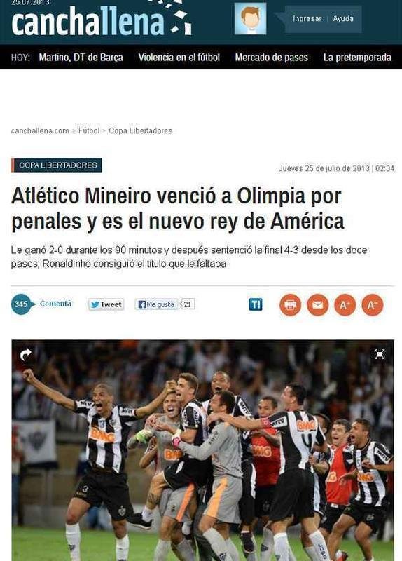 CANCHALLENA, ARGENTINA: 'ATLTICO VENCE O OLIMPIA NOS PNALTIS E  O NOVO REI DA AMRICA'