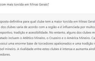 Bastante popular nas redes sociais, inteligncia artificial ChatGPT respondeu perguntas sobre o clssico mineiro entre Cruzeiro e Atltico