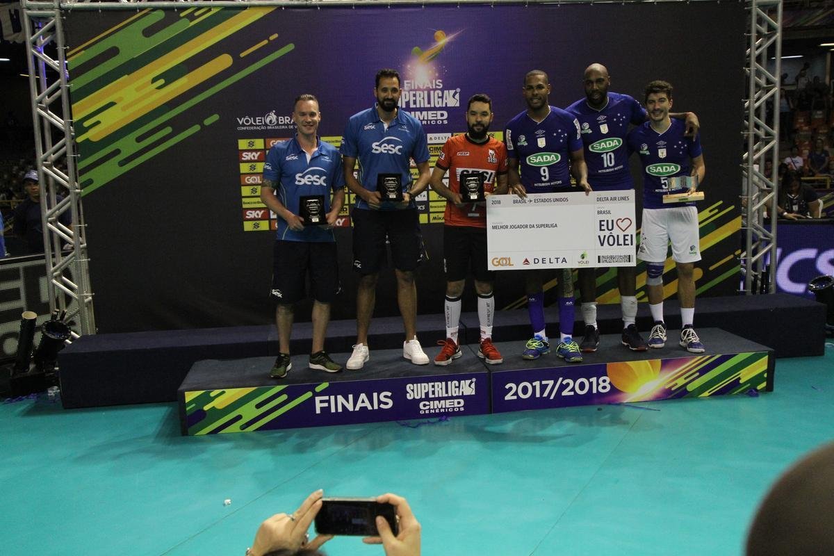 Depois da vitria sobre o Sesi, jogadores do Cruzeiro fizeram grande festa no Mineirinho, em BH