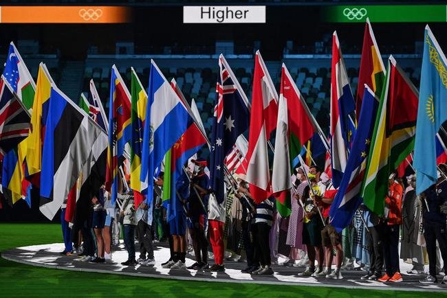 Delega��es de todos os pa�ses na Cerim�nia de Encerramento dos Jogos de T�quio