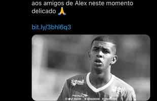 O Cruzeiro tambm se manifestou em suas redes sociais sobre a morte do ex-jogador do clube. Na mensagem, a Raposa desejou fora  famlia de Alex Apolinrio. 