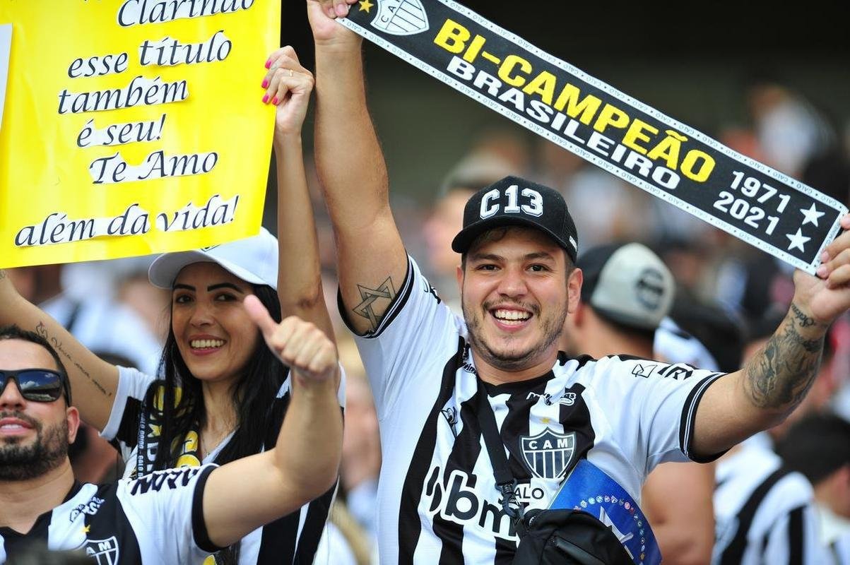 Festa da torcida do Atltico, no Mineiro, no jogo em que o time ergueu a taa de campeo brasileiro, diante do RB Bragantino