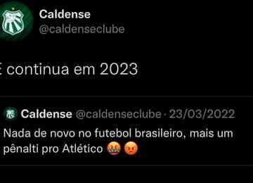 Clube de Poços de Caldas ficou na bronca com duas penalidades marcadas a favor do Galo, na estreia das equipes no Campeonato Mineiro