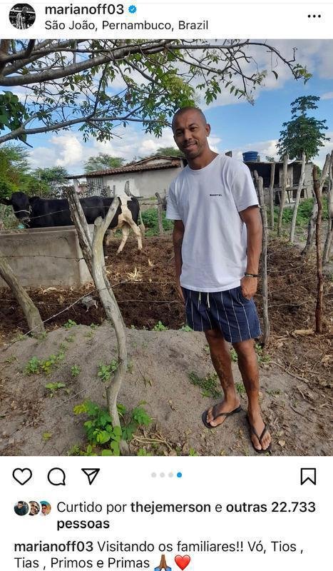 Mariano aproveitou fim de frias para visitar familiares no interior de Pernambuco.