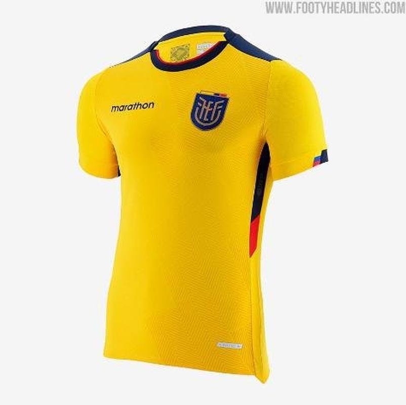A camisa I do Equador para a Copa do Mundo  amarela e foi divulgada de forma antecipada pelo portal Footyheadlines