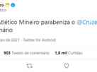 Atlético parabeniza Cruzeiro pelo centenário e movimenta internet