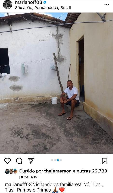 Mariano aproveitou fim de frias para visitar familiares no interior de Pernambuco.