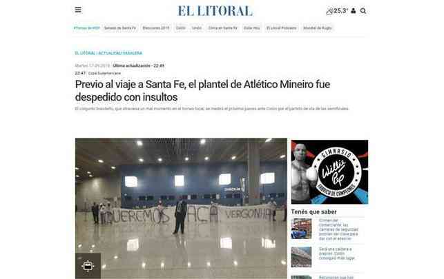 El Litoral repercutiu o protesto de torcedores atleticanos antes do embarque para a Argentina
