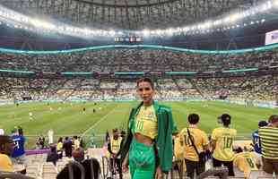 Jssica Turini no Lusail Stadium torcendo pelo Brasil