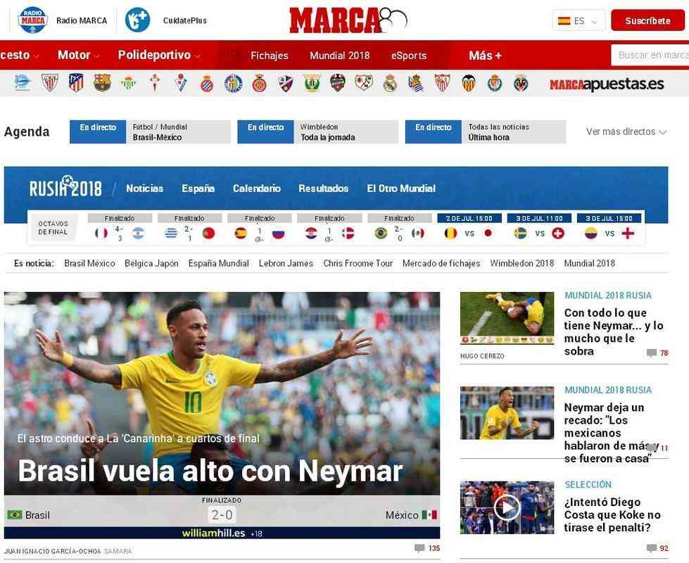 Marca, da Espanha: Brasil voa alto com Neymar