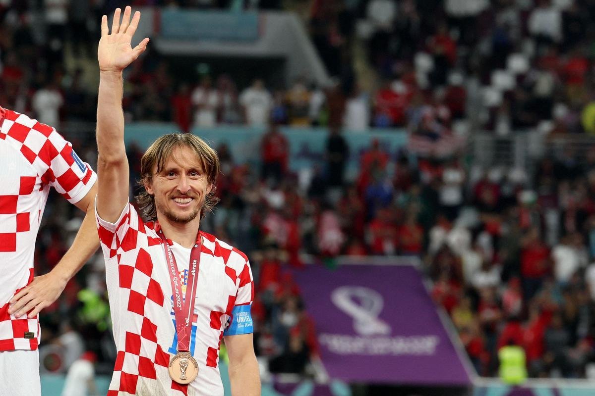 Festa e premiao dos jogadores da Crocia pela conquista do terceiro lugar na Copa do Mundo de 2022, no Catar. Time croata venceu o Marrocos por 2 a 1 neste sbado (17), no Estdio Internacional Khalifa, em Doha