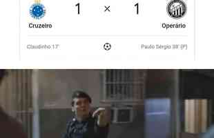 Empate diante do Operrio, com direito a gol anulado nos acrscimos, fez Cruzeiro virar alvo de provocaes dos rivais nas redes sociais; veja os memes