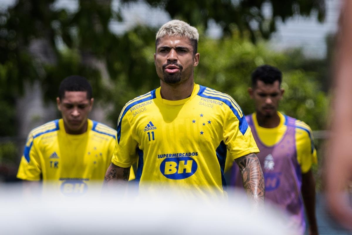 Treino do Cruzeiro nesta segunda-feira, na Toca da Raposa 2, em Belo Horizonte.