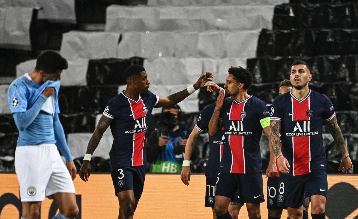 Fotos do jogo de ida da semifinal da Liga dos Campees da Europa, entre PSG e Manchester City, no Parque dos Prncipes, em Paris