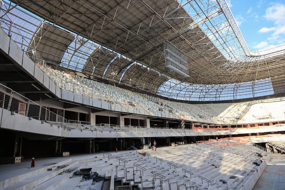 Arena MRV segue em ritmo acelerado de obras. Previso de concluso do estdio foi atualizada para dezembro.