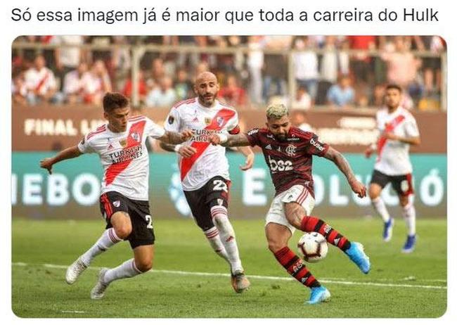 Torcedores de Atlético e Flamengo fizeram memes do conflito entre os atacantes Hulk e Gabigol