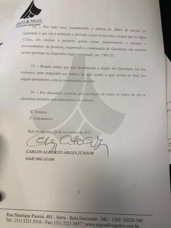Futuro vice de futebol do Cruzeiro entrou com queixa crime contra Bruno Vicintin, por calnia. Na quarta-feira, Vicintin acusou Itair de t-lo ameaado de morte