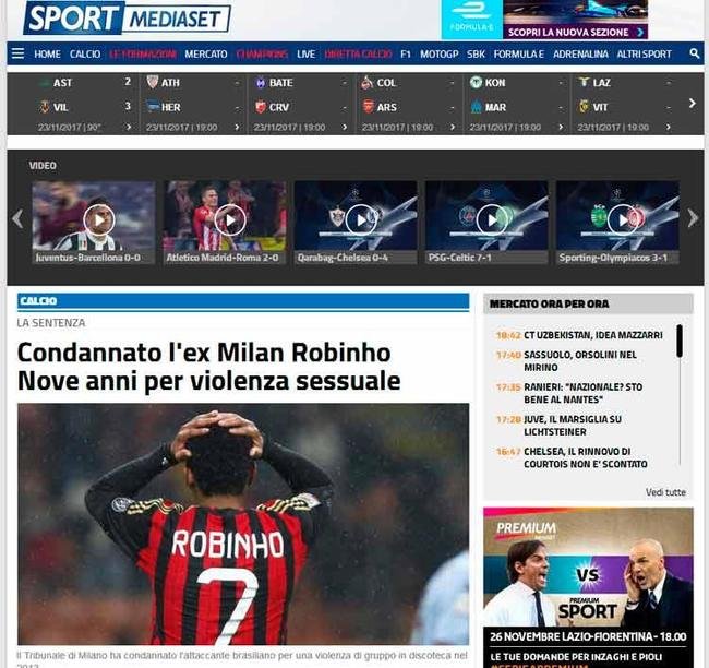 Caso Robinho ganha repercusso mundial