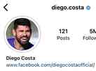 Diego Costa retira foto com camisa do Atlético de perfil em rede social
