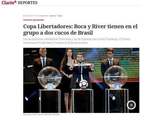 Clarn preferiu dar nfase apenas aos rivais de Boca e River na Libertadores