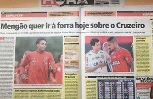 Manchetes dos jornais cariocas destacam o jogo entre Flamengo e Cruzeiro