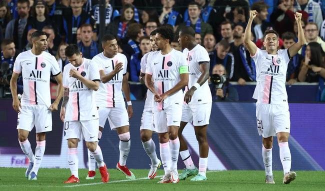Fotos do empate por 1 a 1 entre Club Brugge e PSG, na Blgica, pela fase de grupos da Liga dos Campees. Time francs contou com Messi, Neymar e Mbapp.