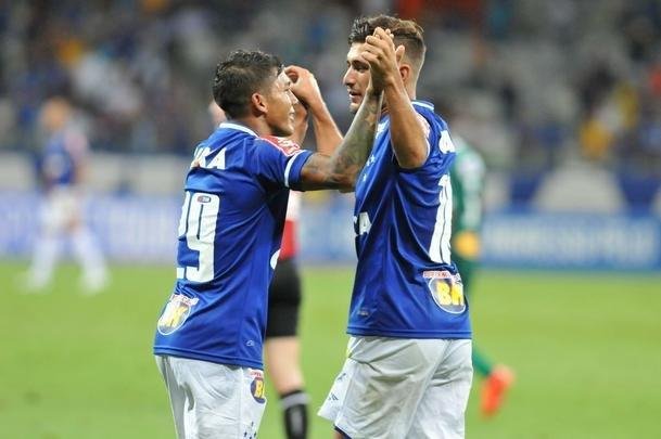 Lucas Romero marcou, de pnalti, seu primeiro gol com a camisa do Cruzeiro
