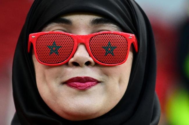 Torcedores de Marrocos e Canad na partida pelo Grupo F da Copa do Mundo 