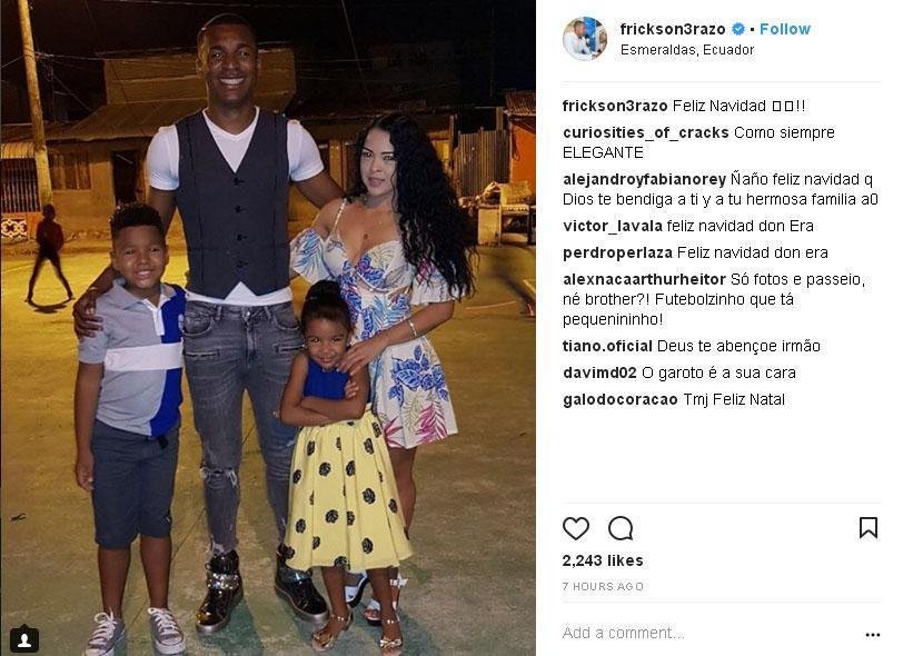 Erazo reuniu a famlia em Esmeraldas, no Equador