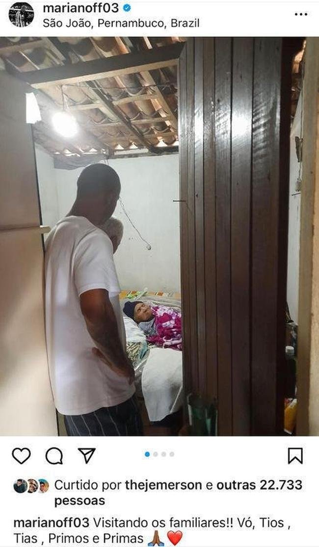 Mariano aproveitou fim de frias para visitar familiares no interior de Pernambuco.