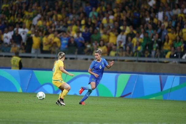 Imagens do primeiro tempo do jogo entre Brasil e Austrlia, no Mineiro, em Belo Horizonte, pelas quartas de final do torneio de futebol feminino dos Jogos Olmpicos Rio 2016