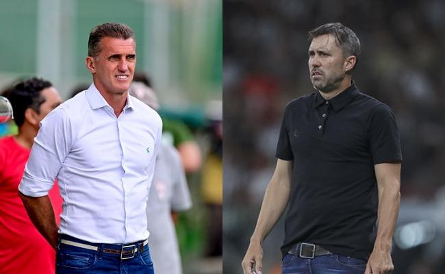 Vagner Mancini, técnico do América, e Eduardo Coudet, do Atlético