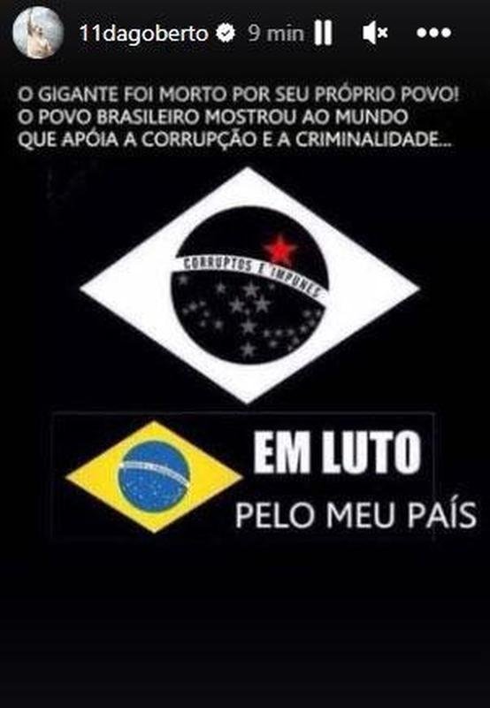 Dagoberto, ex-atacante do Cruzeiro, do So Paulo e do Athletico; manifestaes de esportistas bolsonaristas aps a vitria de Lula, presidente eleito do Brasil