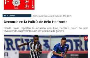 O site Futebol Ecuador tambm relatou denncia de agresso feita por uma mulher contra o jogador do Atltico.