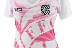 A camisa Outubro Rosa do Figueirense Futebol Clube  inspirada no escudo do clube, representado em grandes propores com efeito de retculas degrad.